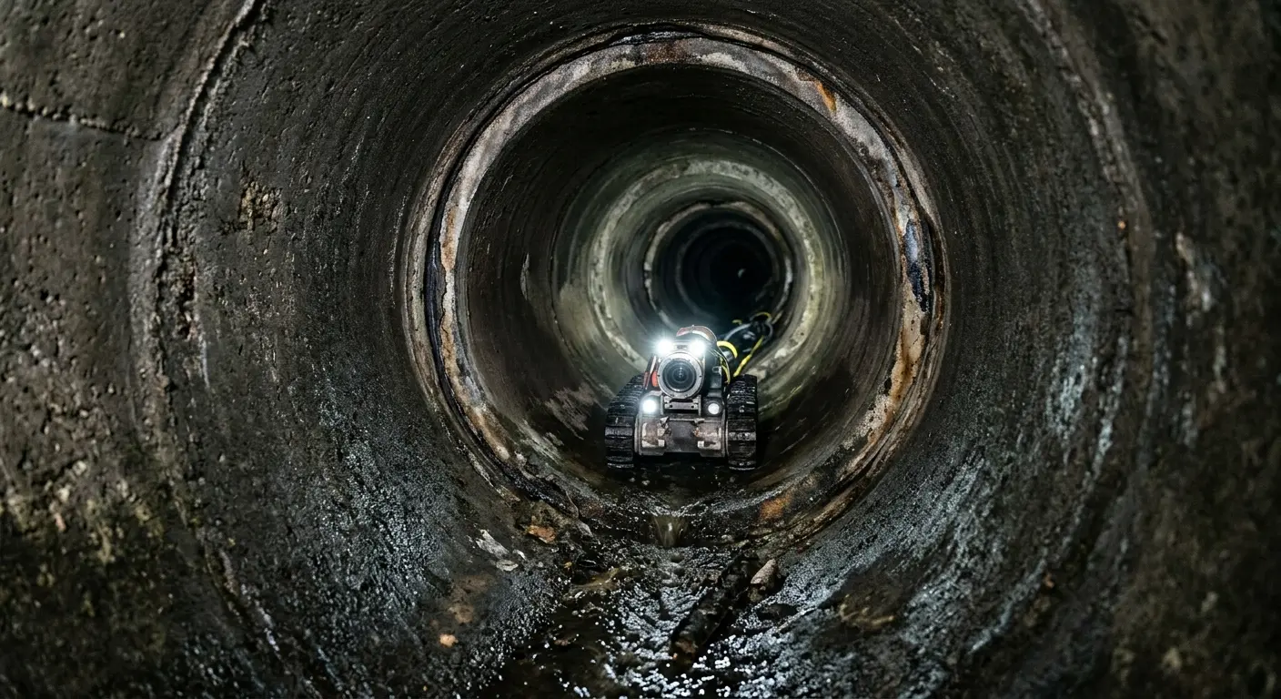 Robotic sewer camera inspecting pipe interior for Sewer Line Repair in Neosho